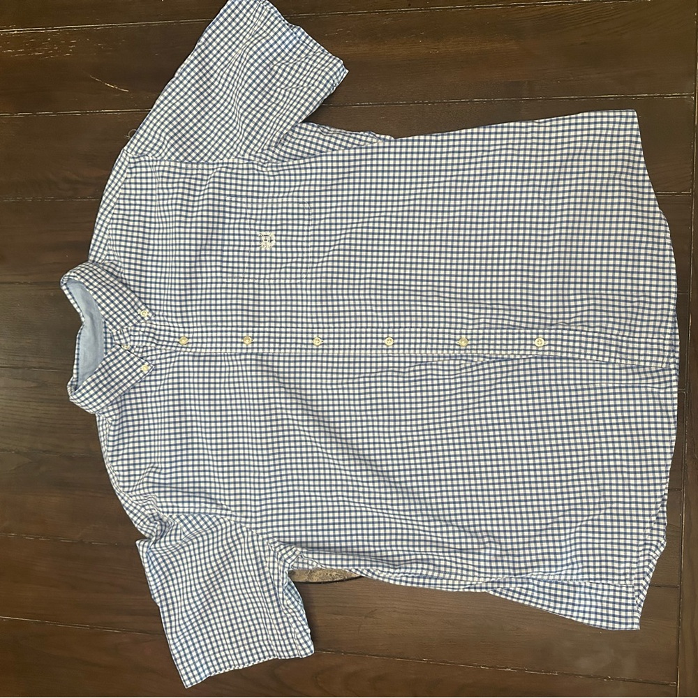 Chaps Blue and White Checkered Casual Shirt